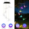 Outdoor Hanging Dragonfly Solar Wind Chimes, Color Changing LED Light, Waterproof Wind Chime for Patio Lawn Window Decoration