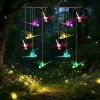 Outdoor Hanging Dragonfly Solar Wind Chimes, Color Changing LED Light, Waterproof Wind Chime for Patio Lawn Window Decoration