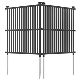 Air Conditioner Fence Panel with Metal Ground Stakes for Outside (Color: black)