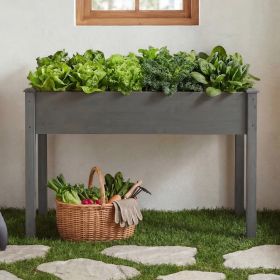 Raised Garden Bed Cedar Planter with Non Woven Liner, Bottom Drainage, for Outdoor Plants (Color: Gray, size: 30 In Height, 48 X 24 X 30)