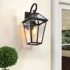 21"(H) 1-Pack Outdoor Wall Lantern Light – Modern Black Metal & Clear Glass Sconce for Porch, Patio, and Garden Lighting (Bulb Not Included)