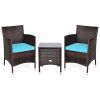 3 Pieces Ergonomic Wicker Patio Conversation Set