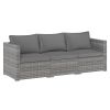 3 Pieces Patio Sectional Sofa Set PE Rattan Modular Couch Furniture Set with Soft Cushions