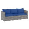 3 Pieces Patio Sectional Sofa Set PE Rattan Modular Couch Furniture Set with Soft Cushions