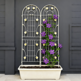 4 Pack Metal Garden Trellis 71" x 19.7" Rustproof Trellis for Climbing Plants Outdoor Flower Support (Color: White)