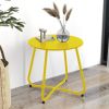 Outdoor Table Small Patio Side Table, Round Metal Side Table, Weatherproof, Portable, Outdoor End for Garden, Balcony, Yard