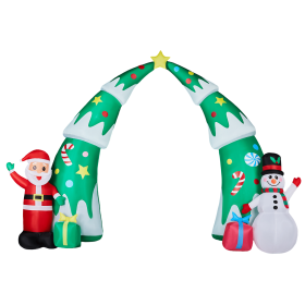 15FT Lighted Christmas Inflatable Archway, Inflatable Christmas Tree Arch with Santa and Snowman (default: default title)