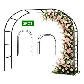 7.87Ft H x 4.59Ft W Adjustable Metal Garden Arch DIY Outdoor Trellis for Climbing Plants Wedding Arch Decoration Iron Arbor for Backyard Garden Entran (Quantity: 2 pcs)