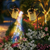 Outdoor Solar Watering Can with Lights Garden Decor Large Solar Powered Lanterns Hanging Waterproof LED Decorative Retro Metal Kettle String Lights fo