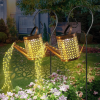 Outdoor Solar Watering Can with Lights Garden Decor Large Solar Powered Lanterns Hanging Waterproof LED Decorative Retro Metal Kettle String Lights fo