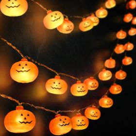 Halloween Lights,20FT 40 LEDs Holiday String Lights for Indoor Outdoor Decor,Battery Operated 8 Mode Waterproof Pumpkin String for Party Decorations (Color: Orange)