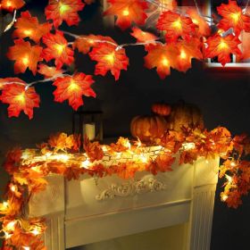 2 Pack Fall Decor Enlarged Maples Leaves Lights Total 20Ft 40LED Fall Decorations for Home (size: 2 Pack)