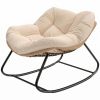Indoor Outdoor Papasan Rocking Chair, Oversized Rocking Egg Chair with Cushion for Garden, Patio