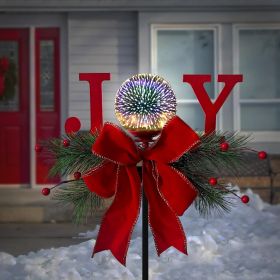 Christmas Garden Jesus Scene Decor, Solar Lighted Outdoor Nativity Set with 9 LED Lights (Color: Red)