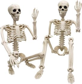 2 Pack 36"Halloween Skeleton - 3 ft Life Size Human Skeleton with Full Body Posable Joints Plastic Skeleton for Halloween Skeletons Decor Yard Patio L (Color: Bone White)