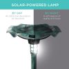 Outdoor Solar Lighted Pedestal Bird Bath Fountain Decoration w/Planter, Integrated Panel, Scroll Accents for Lawn, Garden