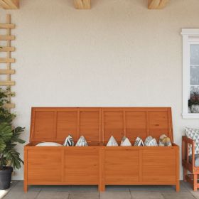 Patio Storage Box 78.1"x19.7"x22.2" Solid Wood Fir (Color: Brown)