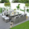 Direct Wicker 11-Piece Outdoor Wicker Dining Set Garden Rattan Dining Chair Lounge Set