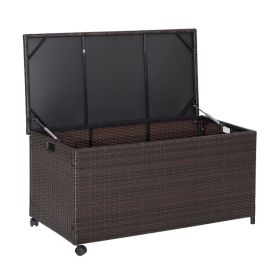 Outdoor Wicker Storage Box with Zippered Liner (size: 50 Gallon)