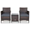 3 Pieces Ergonomic Wicker Patio Conversation Set