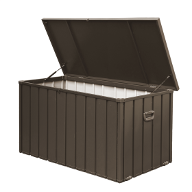 Outdoor Storage Deck Box Waterproof, Large Patio Storage Bin for Outside Cushions, Throw Pillows, Garden Tools, Lockable (Color: Dark Brown, size: 200 Gallon)
