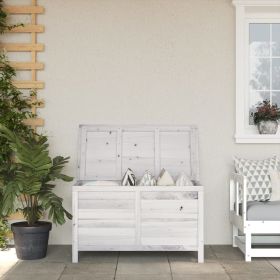 Patio Storage Box White Solid Wood Fir (size: 39"X19.5"X23")