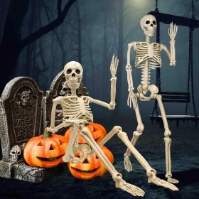 2 Pack 36"Halloween Skeleton - 3 ft Life Size Human Skeleton with Full Body Posable Joints Plastic Skeleton for Halloween Skeletons Decor Yard Patio L (Color: White)