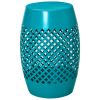 12.5" Steel Outdoor Side Table, Round Hollow Drum Patio End Table, Accent Table for Indoor and Outdoor