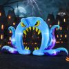 12FT Halloween Inflatables Decoration Giant Ghost with 3-Colored Flame Rotation LED Light Spooky Halloween Decorations Outdoor Blow Up Yard Decoration