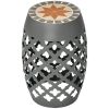 12" Patio Round Side Table, Outdoor Footstool, Garden Mosaic Accent Side Table, Plant Stand