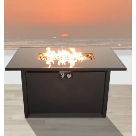 25" H x 42" W Steel Outdoor Fire Pit Table with Lid (Color: as Pic)