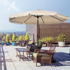 1 Piece 9ft Patio Parasol with Sunshade for Patio, Garden, Pool, Balcony (Color: Beige)