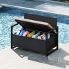 Patio Storage Bench Outdoor Wicker Loveseat with Built-in Storage