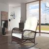 Outdoor Wicker Rocking Chair with Wide Seat, Thick, Soft Cushion, Rattan Rocker w/Steel Frame, High Weight Capacity for Patio, Garden, Backyard