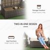 Outsunny 27 Gallon Patio Wicker Storage Bench, Outdoor PE Rattan Patio Furniture