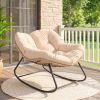 Indoor Outdoor Papasan Rocking Chair, Oversized Rocking Egg Chair with Cushion for Garden, Patio