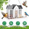 Metal Hanging Bird Feeder House Classic Barn Bird Feeder House Iron Hanging Outdoor Feeder with Visible Window and Lift Top Lid 15.75in Hanging Length