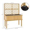 Elevated Wood Planter with Trellis for Climbing Plants, Raised Garden Bed with Legs and Drainage Holes