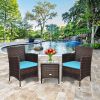 3 Pieces Ergonomic Wicker Patio Conversation Set