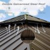 Hardtop Gazebo, Aluminum Metal Gazebo with Galvanized Steel Double Roof Canopy, Curtain and Netting, Permanent Gazebo Pavilion for Party