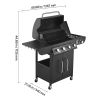 Gas Grill, 4 Burner Propane Gas Grill with Side Burner, 425 SQ.In Grilling Area, Carbon Steel Enamel Grates, Outdoor 52