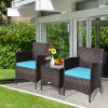 3 Pieces Ergonomic Wicker Patio Conversation Set