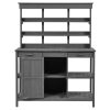 66" Large Outdoor Farmhouse Wooden Potting Bench Table, Garden Workstation with 2 Drawers, Cabinet and Open Shelves for Backyard, Mudroom