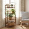 4-Tier Bamboo Plant Rack with Guardrails Stable and Space-Saving