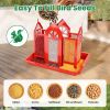 Metal Hanging Bird Feeder House Classic Barn Bird Feeder House Iron Hanging Outdoor Feeder with Visible Window and Lift Top Lid 15.75in Hanging Length
