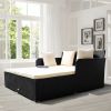 Spacious Outdoor Rattan Daybed with Upholstered Cushions and Pillows