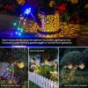 Outdoor Solar Watering Can with Lights Garden Decor Large Solar Powered Lanterns Hanging Waterproof LED Decorative Retro Metal Kettle String Lights fo