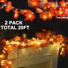 2 Pack Fall Decor Enlarged Maples Leaves Lights Total 20Ft 40LED Fall Decorations for Home