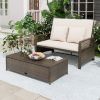 Patio Adjustable Wicker Daybed with 4-Level Backrest and Soft Cushions
