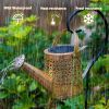 Outdoor Solar Watering Can with Lights Garden Decor Large Solar Powered Lanterns Hanging Waterproof LED Decorative Retro Metal Kettle String Lights fo